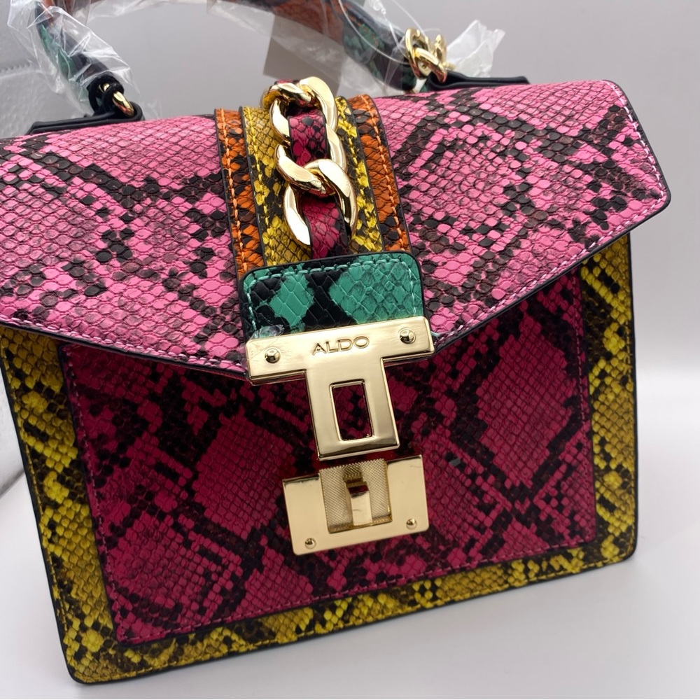 Aldo Women's Martis Totes Handbags Shoulder Strap Multi Color Animal Print - Picture 3 of 12